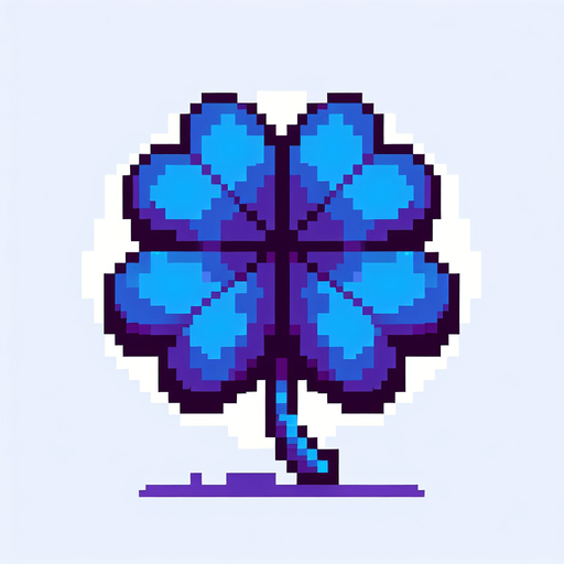 pixel art of a 4 leaf indigo clover....
Single Game Texture. In-Game asset. 2d. Blank background. High contrast. No shadows.