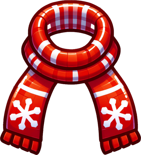 a christmas scarf. plastic style. Single Game Texture. In-Game asset. 2d. Blank background. High contrast. No shadows.