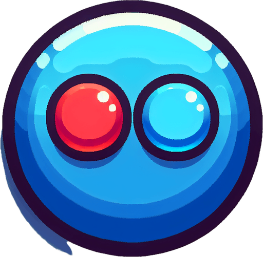 a button with a red button next to a blue button on it.
Single Game Texture. In-Game asset. 2d. Blank background. High contrast. No shadows.