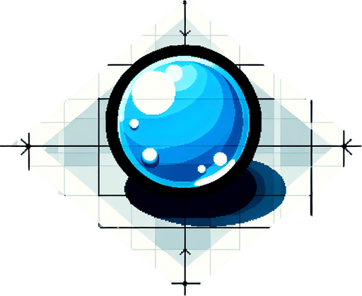 8-bit. cartoon. water bubble.
Single Game Texture. In-Game asset. 2d. Blank background. High contrast. No shadows.