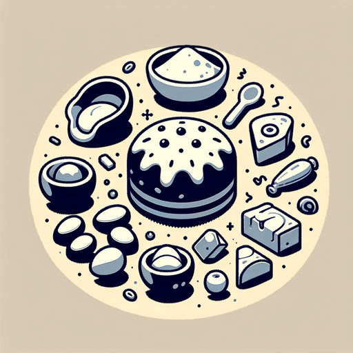 Cake ingredients.
Single Game Texture. In-Game asset. 2d. Blank background. High contrast. No shadows.