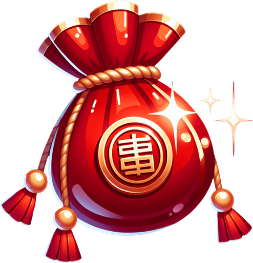 Shiny red envelope bao, chinese new years.
Single Game Texture. In-Game asset. 2d. Blank background. High contrast. No shadows.