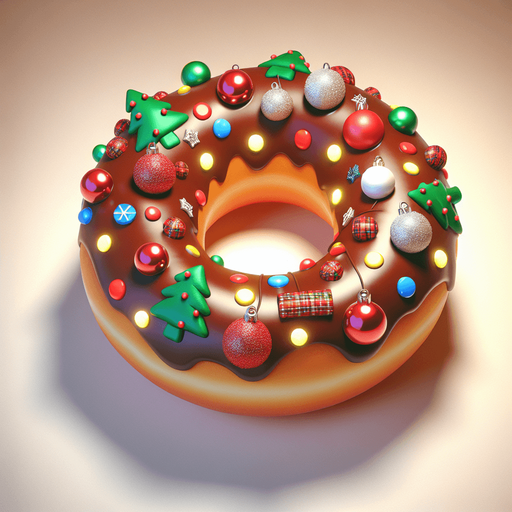 a christmas donut. plastic style. Single Game Texture. In-Game asset. 2d. Blank background. High contrast. No shadows.