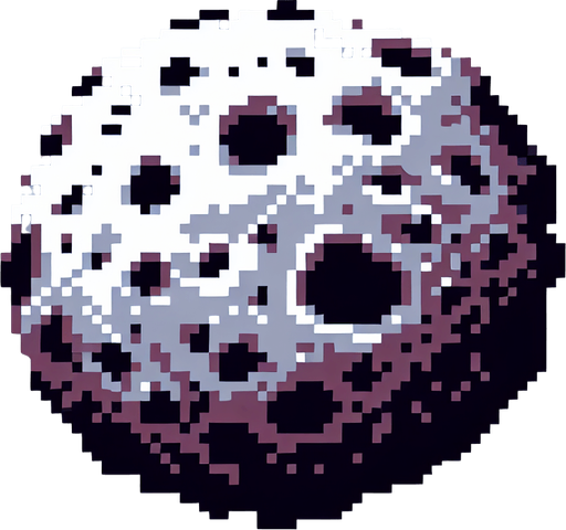 pixel art of a asteroid.
Game asset. 2d. Blank background. High contrast. No shadows.