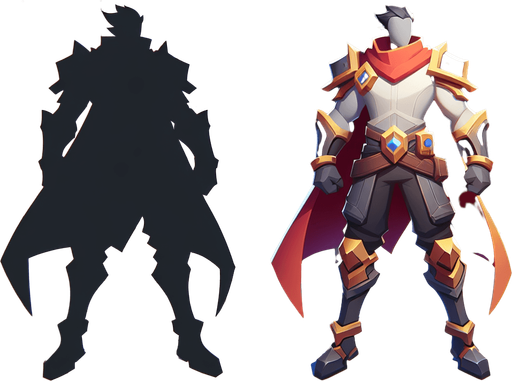 Hero Character.
Single Game Texture. In-Game asset. 2d. Blank background. High contrast. No shadows.