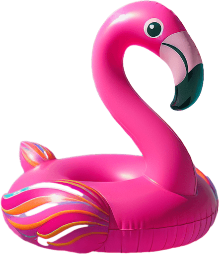 Une bouée flamand rose.
Image coloré