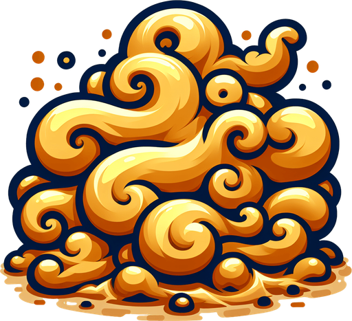 create a cartoon-style illustration of a sand cloud.
Single Game Texture. In-Game asset. 2d. Blank background. High contrast. No shadows.