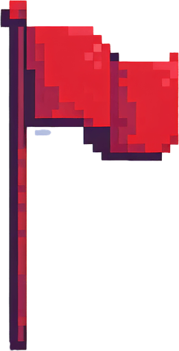 pixel art of a tall, red flag.
2d. white background. High contrast. shadowless.