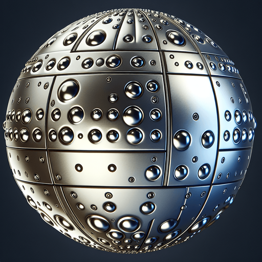 metal ball in 3D.
Single Game Texture. In-Game asset. 2d. Blank background. High contrast. No shadows.