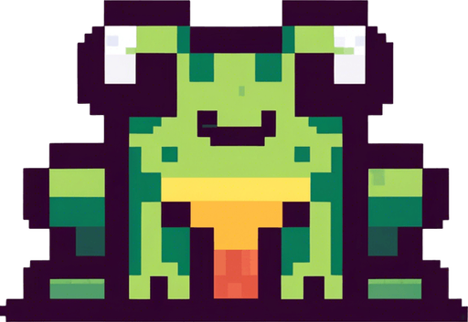 cute jumping frog seen from the frog. ixelated. 8-bit