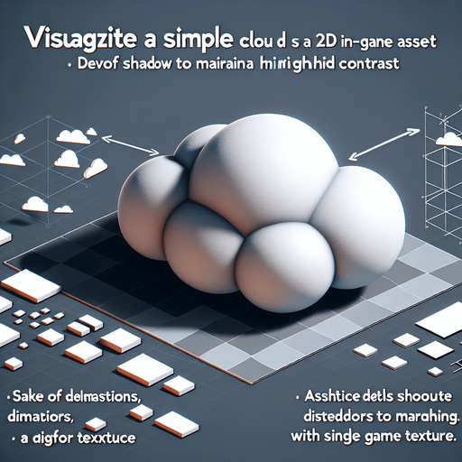 A simple cloud. Single Game Texture. In-Game asset. 2d. Blank background. High contrast. No shadows.