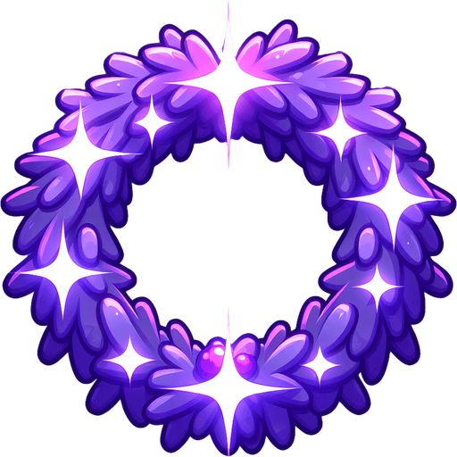 Simple Cartoon Christmas wreath. Purple
Single Game Texture. In-Game asset. 2d. Blank background. High contrast. No shadows.