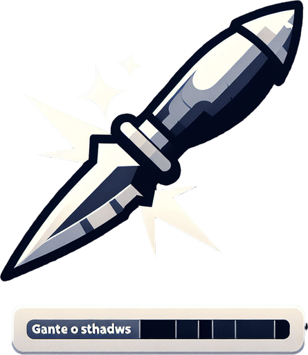 knife to stab balloons.
Single Game Texture. In-Game asset. 2d. Blank background. High contrast. No shadows.