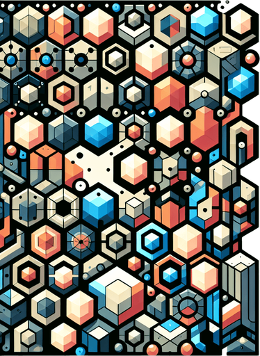 Puzzle game background image. Lots of octagons and other interesting elements.
Single Game Texture. In-Game asset. 2d. Blank background. High contrast. No shadows.