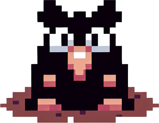 pixel art. mole. standing up position. whack-a-mole.
Single Game Texture. In-Game asset. 2d. Blank background. High contrast. No shadows.