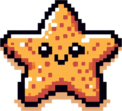 8-bit. cartoon. starfish.
Single Game Texture. In-Game asset. 2d. Blank background. High contrast. No shadows.