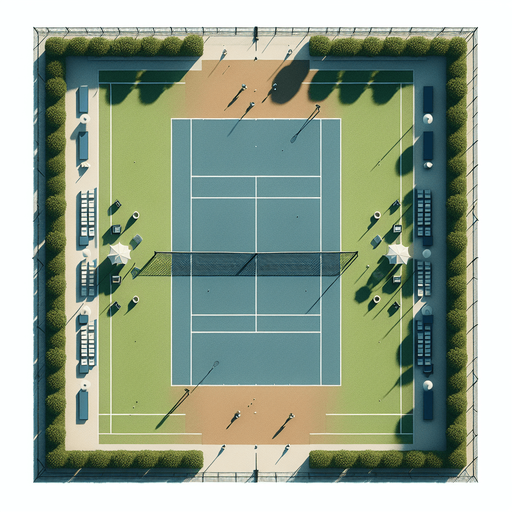 Tennis Court Background.
Single Game Texture. In-Game asset. 2d. Blank background. High contrast. No shadows. Up view