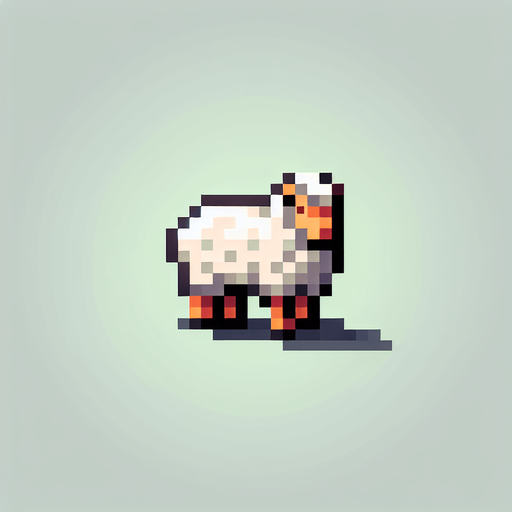 A 2D pixel sheep.
Single Game Texture. In-Game asset. 2d. Blank background. High contrast. No shadows.