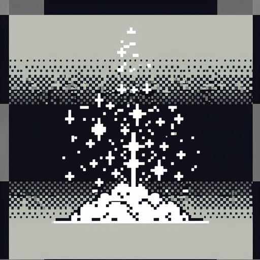 fairy dust shot, 8bit, cartoon. vertical..
Single Game Texture. In-Game asset. 2d. Blank background. High contrast. No shadows.