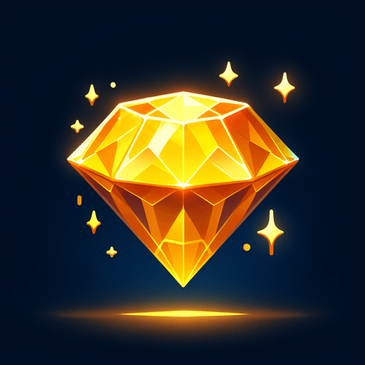 Magic Yellow Diamond Gem.
Single Game Texture. In-Game asset. 2d. Blank background. High contrast. No shadows.