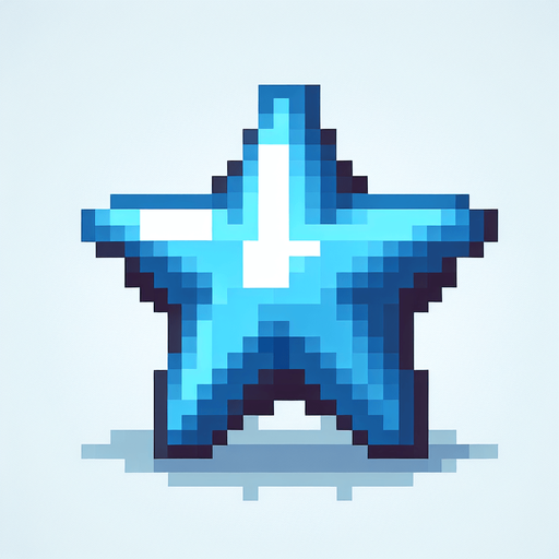 A tiny blue star. pixelart..
Single Game Texture. In-Game asset. 2d. Blank background. High contrast. No shadows.