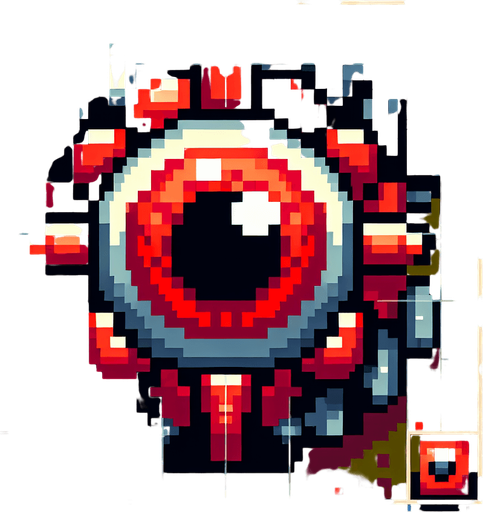 65604d9e9017209915d71b35: Top down shooter, alien space enemy craft, retro pixel art, red flying space alien, giant eye ball
Single Game Texture. In-Game asset. 2d. Blank background. High contrast. No shadows.