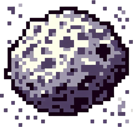 pixel art of a asteroid.
Game asset. 2d. Blank background. High contrast. No shadows.