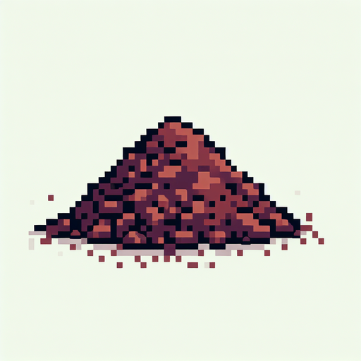 pixel art. heap of dirt. small.
Single Game Texture. In-Game asset. 2d. Blank background. High contrast. No shadows.