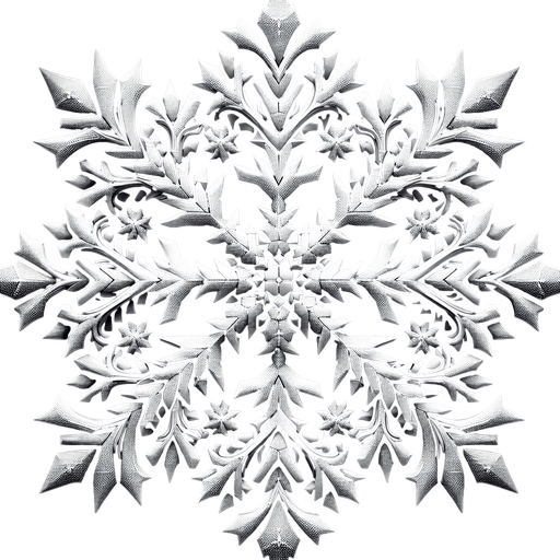 A snowflake Single Game Texture. In-Game asset. 2d. Blank background. High contrast. No shadows.