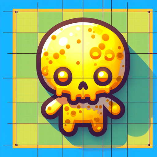 cute mignon zombie in yellow.
Single Game Texture. In-Game asset. 2d. Blank background. High contrast. No shadows. bird view. top down view