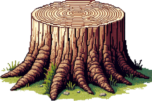 pixel art of a tree stump.