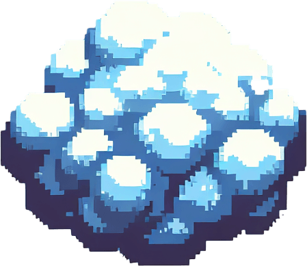 chunky frost magical projectile. 8-bit pixelated. blue soft-palette colored.
Single Game Texture. In-Game asset. 2d. Blank background. High contrast. No shadows.