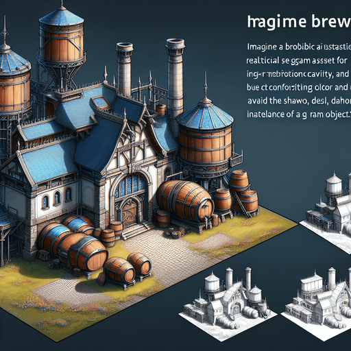 A brewery in a fantasy rts style.
Single Game Texture. In-Game asset. 2d. Blank background. High contrast. No shadows.