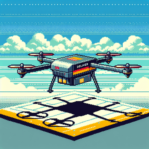 Delivery drone.
lateral view. retro gaming style