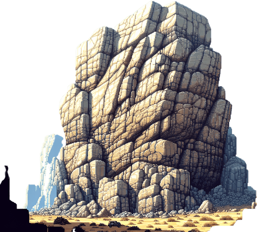 pixel art of a large rock.