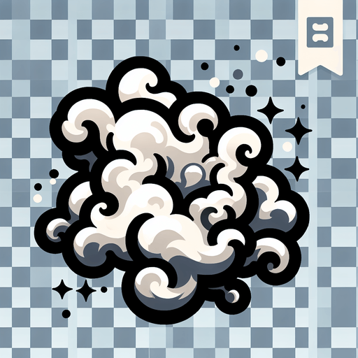 Create a cartoon-style illustration of smoke..
Single Game Texture. In-Game asset. 2d. Blank background. High contrast. No shadows.