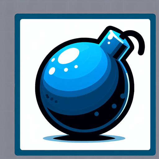 blue bomb.
Single Game Texture. In-Game asset. 2d. Blank background. High contrast. No shadows.