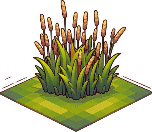 a tall thin bunch of grass.
Single Game Texture. In-Game asset. 2d. Blank background.  No shadows.