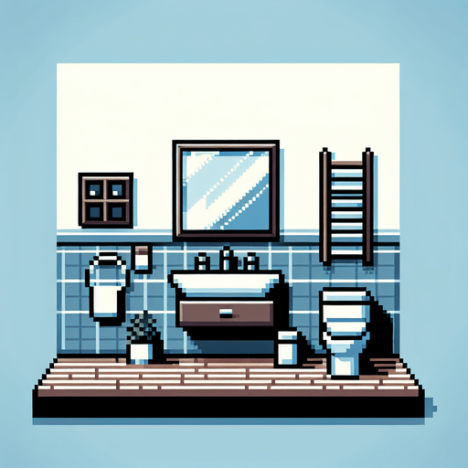 minimalist bathroom. pixelated. 8-bit.
Single Game Texture. In-Game asset. 2d. Blank background. High contrast. No shadows.