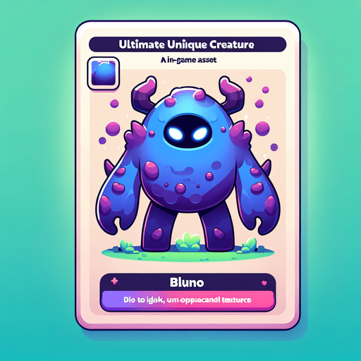 Bluno
Ultimate bluno.
Single Game Texture. In-Game asset. 2d. Blank background. High contrast. No shadows.