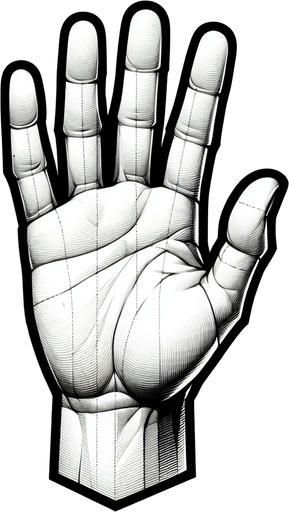 hand.
Single Game Texture. In-Game asset. 2d. Blank background. High contrast. No shadows.