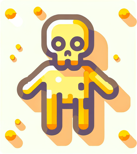 cute mignon zombie in yellow.
Single Game Texture. In-Game asset. 2d. Blank background. High contrast. No shadows. bird view. top down view