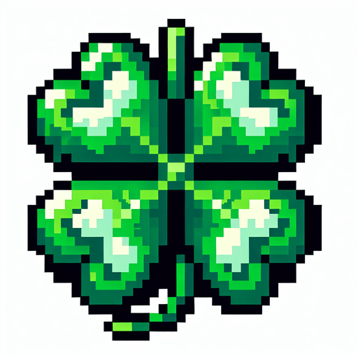 pixel art of a 4 leaf clover.