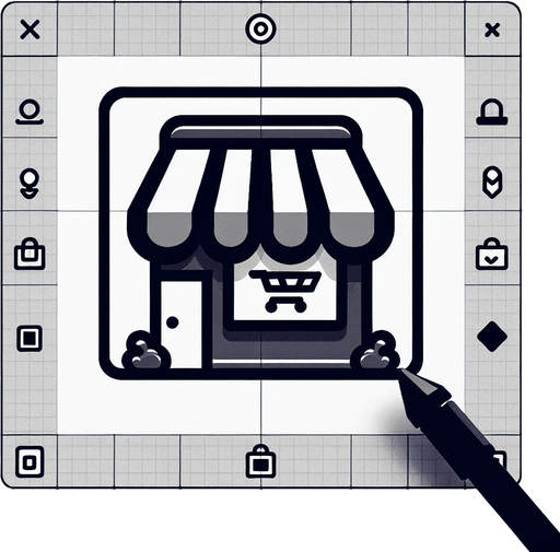 shop icon.
Single Game Texture. In-Game asset. 2d. Blank background. High contrast. No shadows.