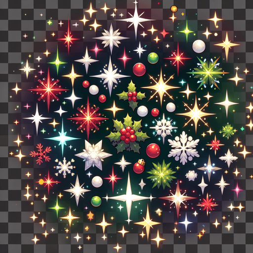 Christmas sparkles png Single Game Texture. In-Game asset. 2d. Blank background. High contrast. No shadows.