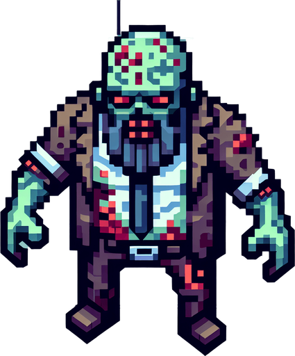 2d top down zombie boss.
Single Game Texture. In-Game asset. 2d. no background. High contrast. No shadows.