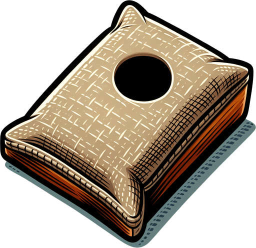 Cartoon. Square sack. Cornhole. Top view. In game asset Single Game Texture. In-Game asset. 2d. Blank background. High contrast. No shadows.