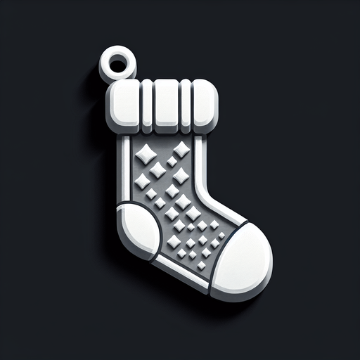 a christmas socks. plastic style. Single Game Texture. In-Game asset. 2d. Blank background. High contrast. No shadows.