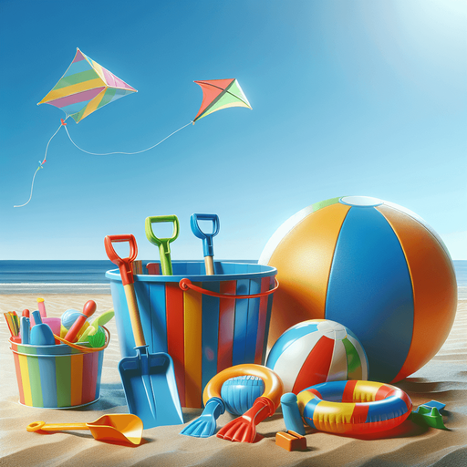 beach toys.
photorealistic