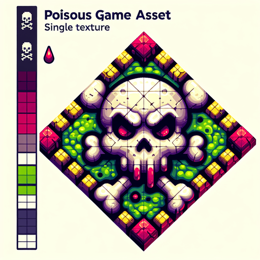 Poisonous Skull.
Single Game Texture. In-Game asset. 2d. Blank background. High contrast. No shadows.